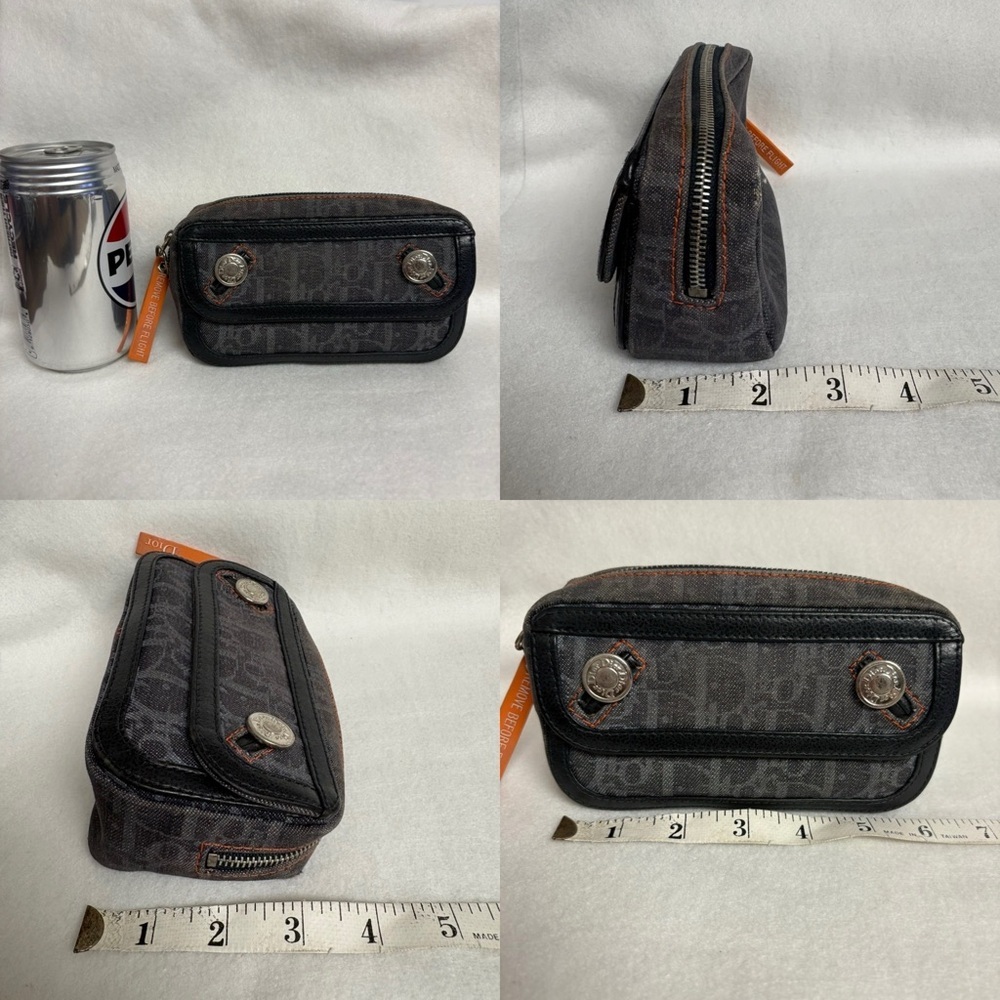 VTG CHRISTIAN DIOR Flight Zipper Small Denim Pouch Snap Pocket Blue Orange - Picture 13 of 16
